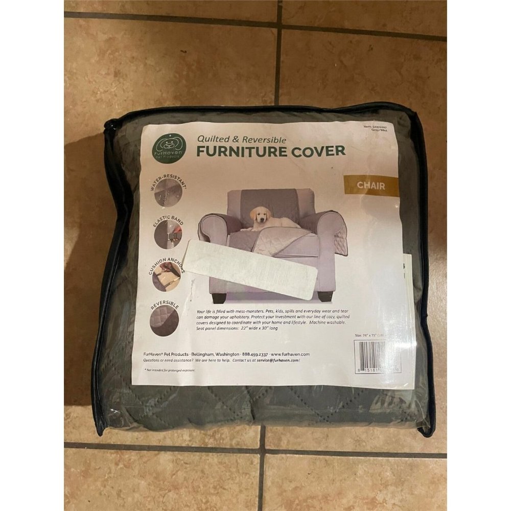 Furhaven Water-Resistant & Reversible Chair Cover Protector for Dogs, Cats, & Ch